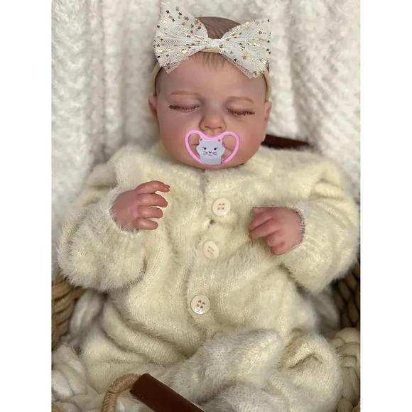 Reborn Baby Doll Realistic Newborn Premie Baby Dolls Xmas Magnetic Pacifier, - Picture 5 of 6